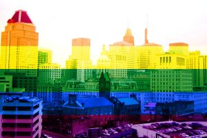 Baltimore skyline rainbow flag insert public domain